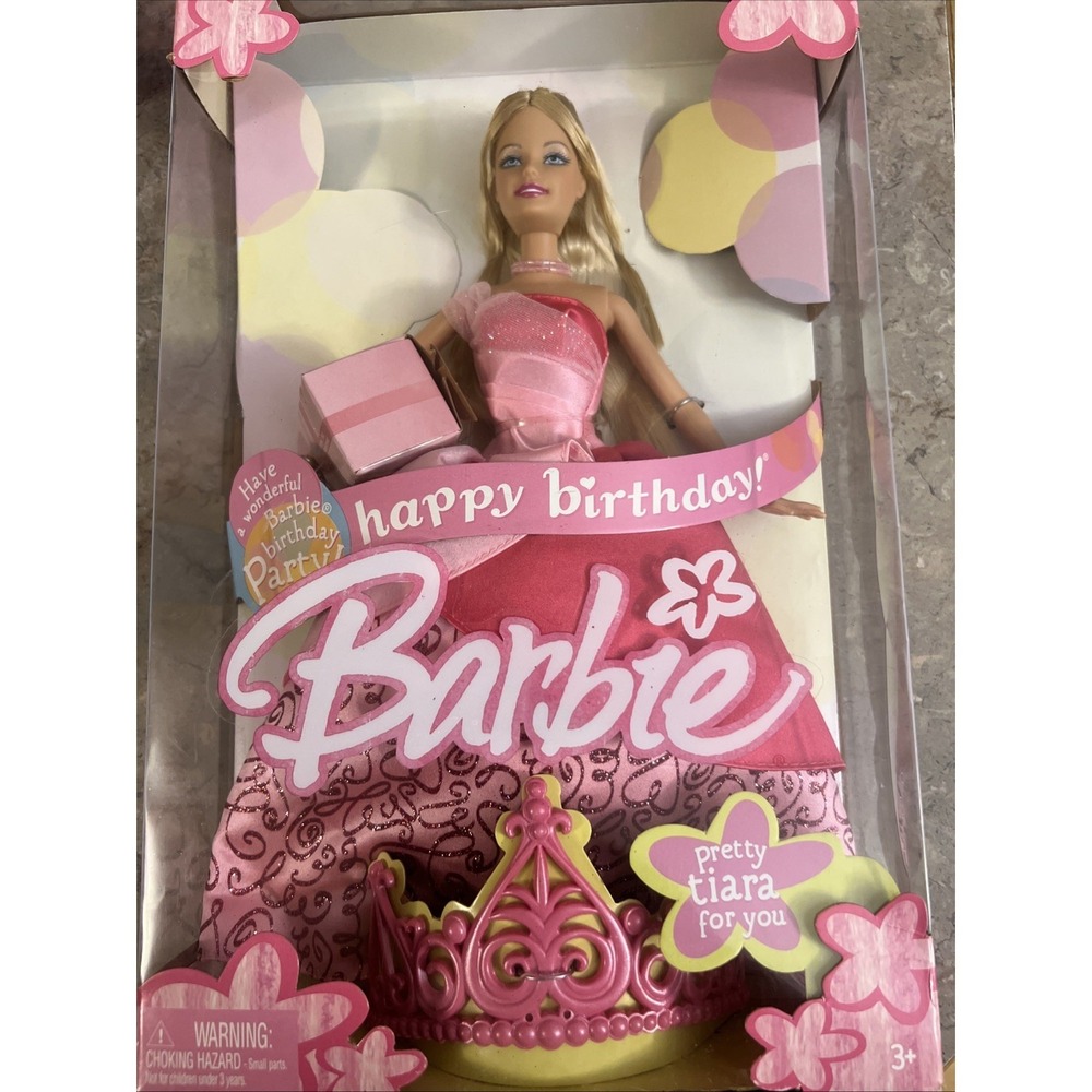 2004 Happy Birthday Barbie doll, with pretty tiara crown for you